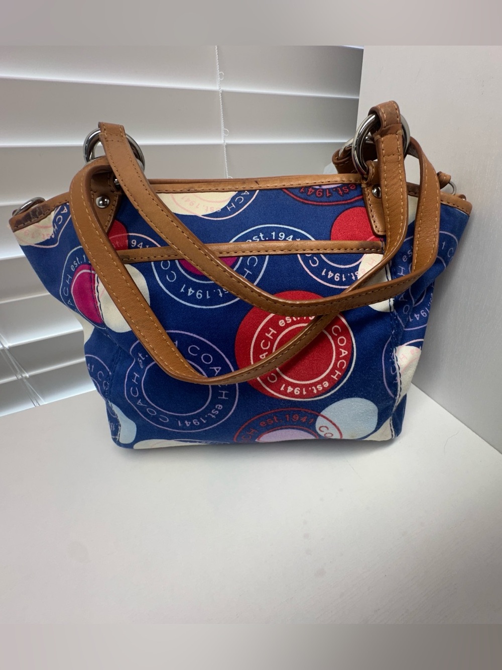 Coach Small Leah Multicolor Polka-Dot Print Bag - Picture 3 of 13